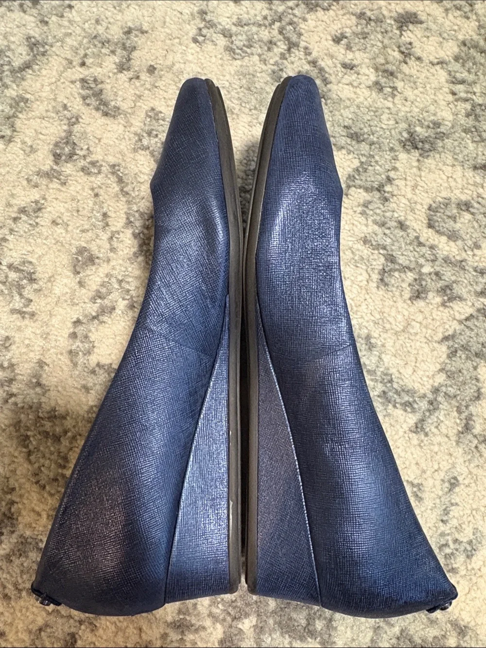 Alex Marie Navy Blue Low Wedge Moriah Leather Pumps